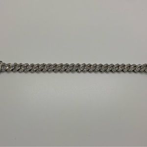14k White Gold Cuban Prong Link Bracelet 13mm 8” Premium Bracelet Box Clasp
